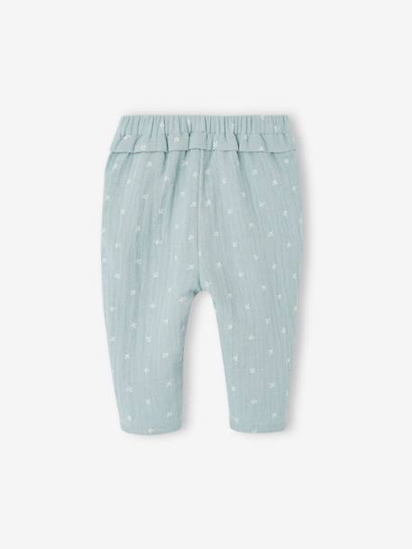 Cotton Gauze Trousers for Babies ecru+grey blue+old rose 