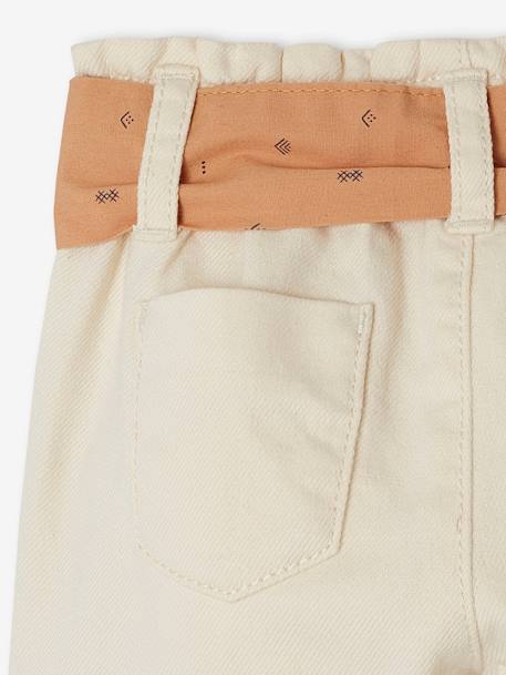 Paperbag Trousers with Belt, for Babies ecru+lichen+pale pink 