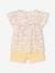 Blouse with Flowers & Cotton Gauze Shorts Combo for Girls pastel yellow+vanilla 