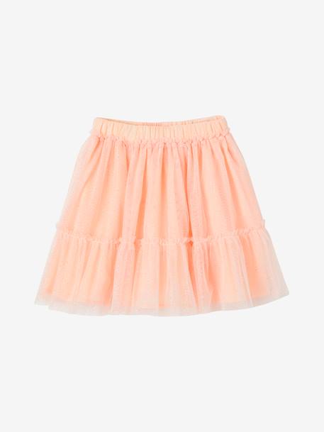 Glittery Tulle Skirt for Girls ecru+iridescent beige+nude pink 