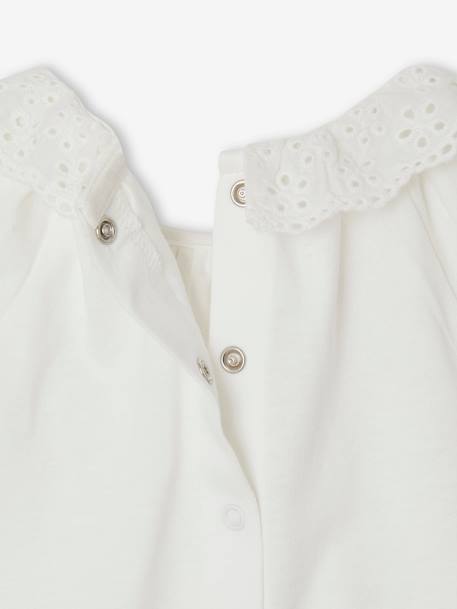 T-Shirt with Broderie Anglaise Collar for Babies ecru 