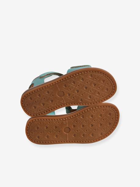 Hook-and-Loop Leather Sandals for Children, Designed for Autonomy turquoise 