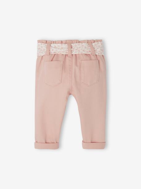 Paperbag Trousers with Belt, for Babies ecru+lichen+pale pink 