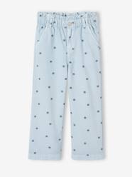 Girls-Floral Wide Leg Paperbag Trousers for Girls