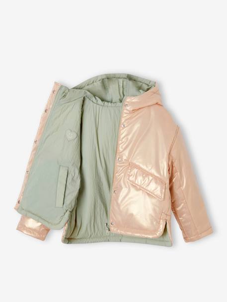 Reversible Parka With Hood, for Girls sage green 