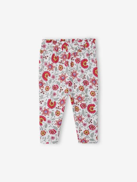 Floral Trousers with Elasticated Waistband, for Babies ecru 