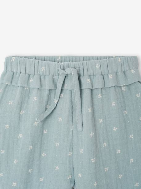 Cotton Gauze Trousers for Babies ecru+grey blue+old rose 