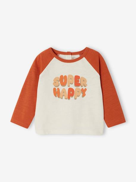 Long Sleeve Colourblock Top for Babies rust 