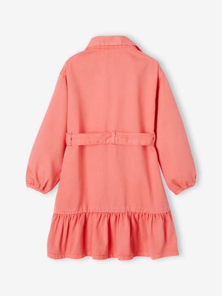 Shirt Dress with Ruffles for Girls coral 