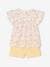 Blouse with Flowers & Cotton Gauze Shorts Combo for Girls pastel yellow+vanilla 