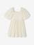 Occasion Wear Dress in Relief Fabric with Smocking for Girls sage green+vanilla 