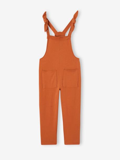 T-Shirt + Dungarees Combo in Fleece, for Girls caramel 