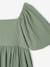 Occasion Wear Dress in Relief Fabric with Smocking for Girls sage green+vanilla 