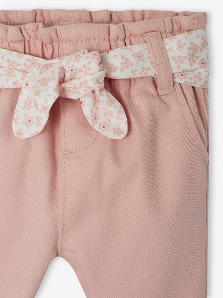 Paperbag Trousers with Belt, for Babies ecru+lichen+pale pink 