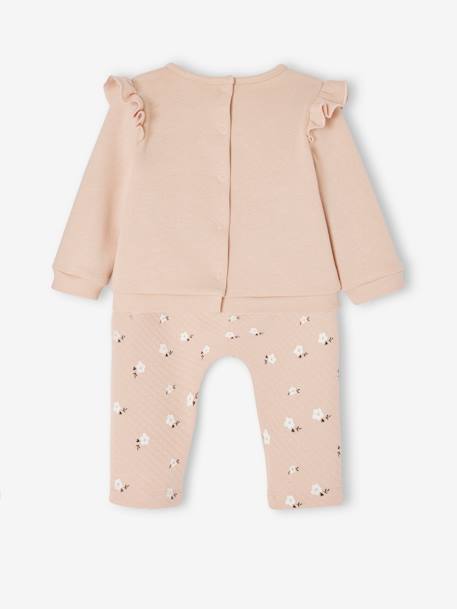 Sweatshirt & Trousers Combo for Babies ecru+marl grey+nude pink 