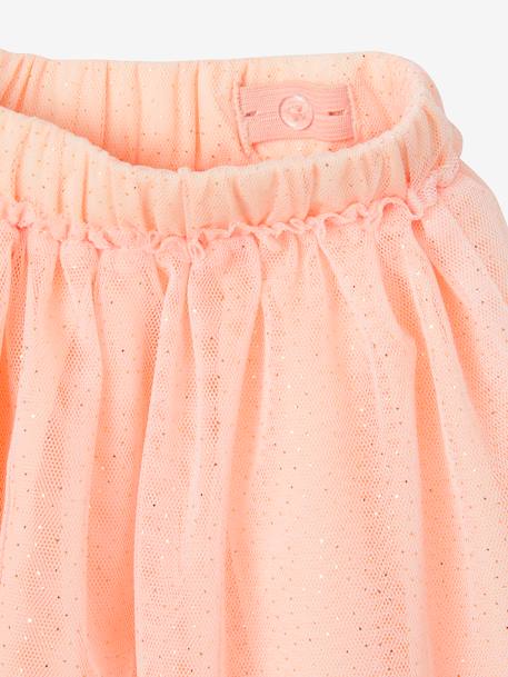 Glittery Tulle Skirt for Girls ecru+iridescent beige+nude pink 