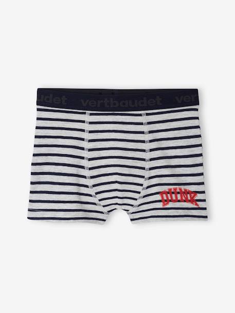 Pack of 5 'Basketball' Stretch Boxers in Organic Cotton for Boys marl grey 