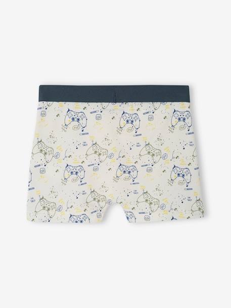 Pack of 4 'Gamer' Stretch Boxers in Organic Cotton for Boys ink blue 