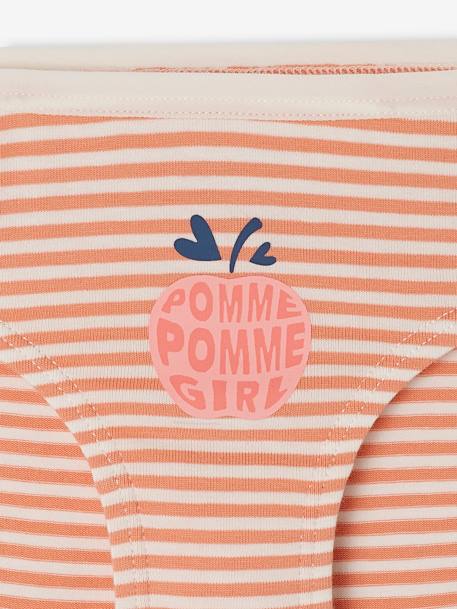 Pack of 7 Briefs in Organic Cotton, Summer Fruits, for Girls coral 