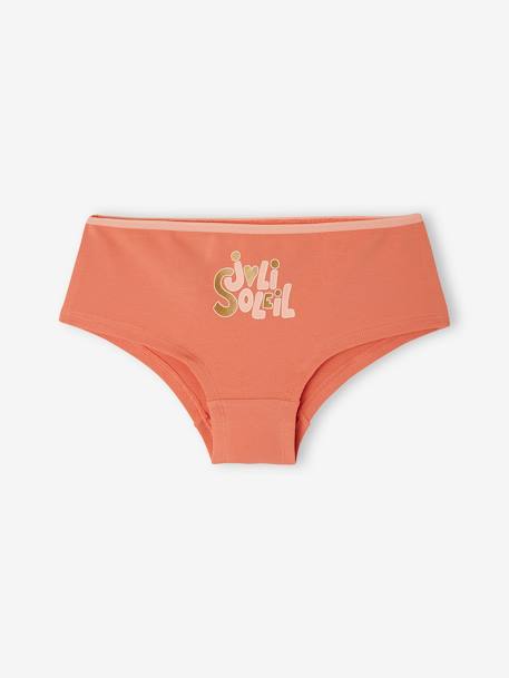 Pack of 5 Summer Shorties in Organic Cotton for Girls peach 