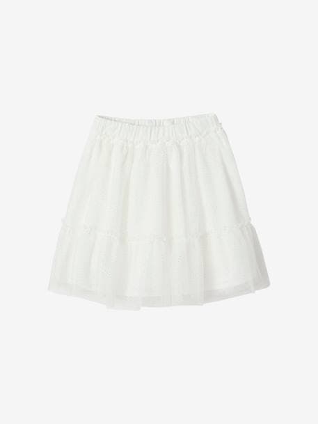 Glittery Tulle Skirt for Girls ecru+iridescent beige+nude pink 