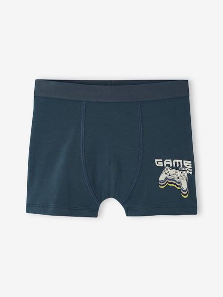 Pack of 4 'Gamer' Stretch Boxers in Organic Cotton for Boys ink blue 