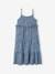 Long Strappy Dress in Cotton Gauze, for Girls coral+ecru+petrol blue+printed orange 