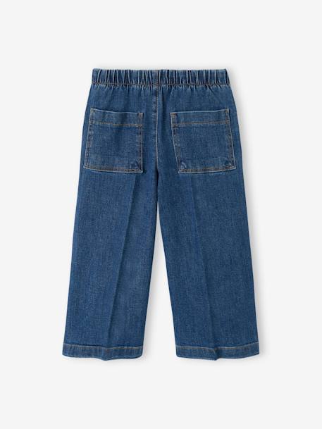 Wide Cropped Trousers with Flap Front for Girls brut denim+double stone 