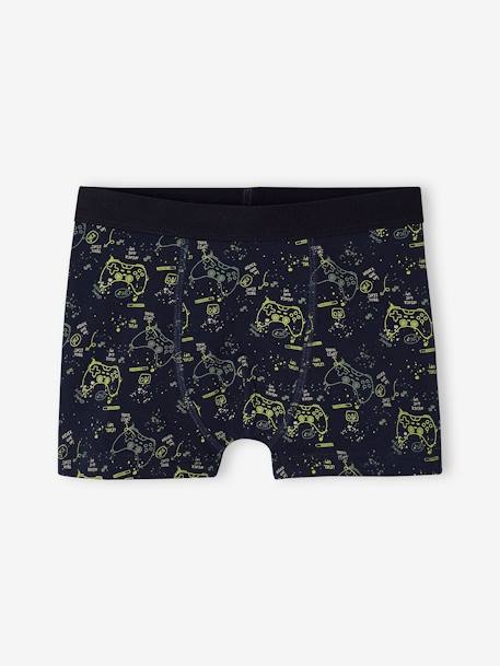 Pack of 4 'Gamer' Stretch Boxers in Organic Cotton for Boys ink blue 