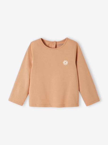 Long Sleeve Basics Top for Babies caramel+dusky pink 