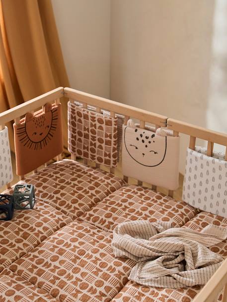 Cot/Playpen Bumper, Ethnic printed beige 