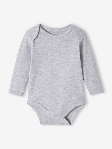 Pack of 5 Long Sleeve Bodysuits in Organic Cotton with Cutaway Shoulders for Babies night blue 