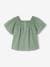 Blouse with Square Neckline, in Broderie Anglaise, for Babies ecru+raspberry pink+sage green 