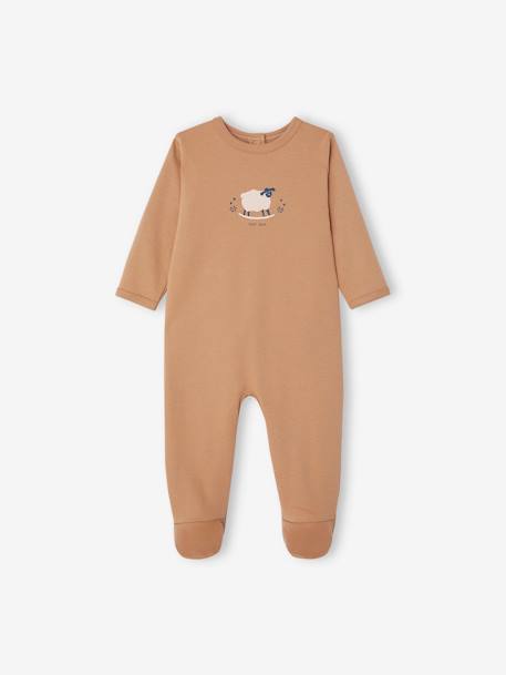 Pack of 2 Sleepsuits in Interlock Fabric for Babies taupe 