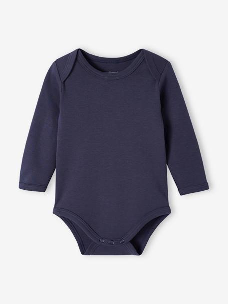 Pack of 5 Long Sleeve Bodysuits in Organic Cotton with Cutaway Shoulders for Babies night blue 