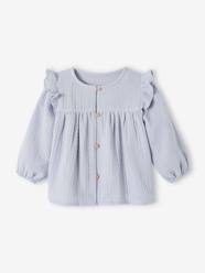 Blouse in Cotton Gauze with Ruffles, for Babies