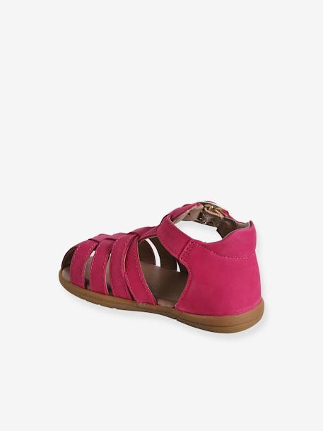 Leather Sandals for Baby Girls, Designed for First Steps fuchsia+iridescent beige 