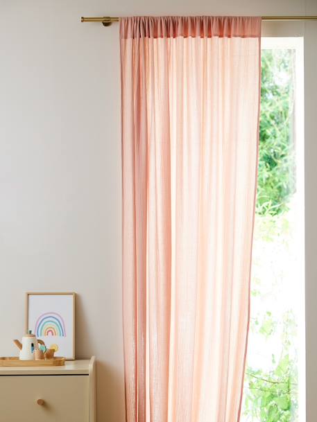 Semi-sheer Rod Pocket Curtain in Cotton Gauze cinnamon+ecru+grey blue+rosy+sage green 