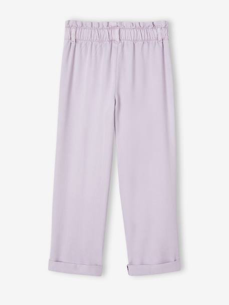 Fluid Paperbag-Style Trousers for Girls coral+lavender 