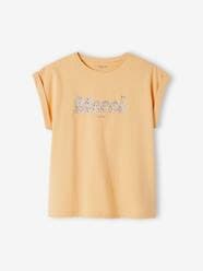 -T-Shirt with Message in Flower Motifs for Girls