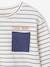 Striped T-Shirt for Boys pecan nut+slate blue 