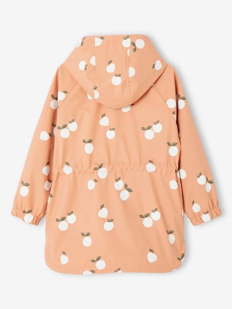 Hooded Raincoat with Magical Motifs for Girls GREEN MEDIUM ALL OVER PRINTED+rosy apricot 