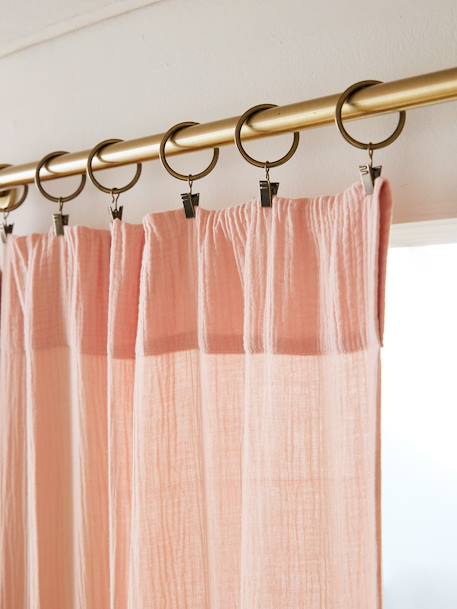 Semi-sheer Rod Pocket Curtain in Cotton Gauze cinnamon+ecru+grey blue+rosy+sage green 