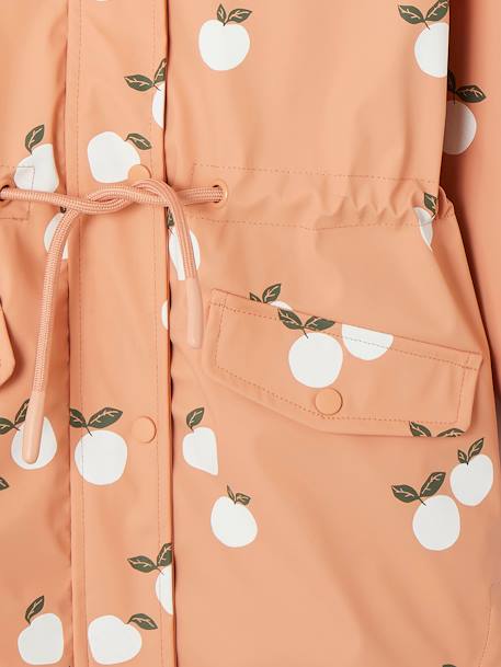 Hooded Raincoat with Magical Motifs for Girls GREEN MEDIUM ALL OVER PRINTED+rosy apricot 