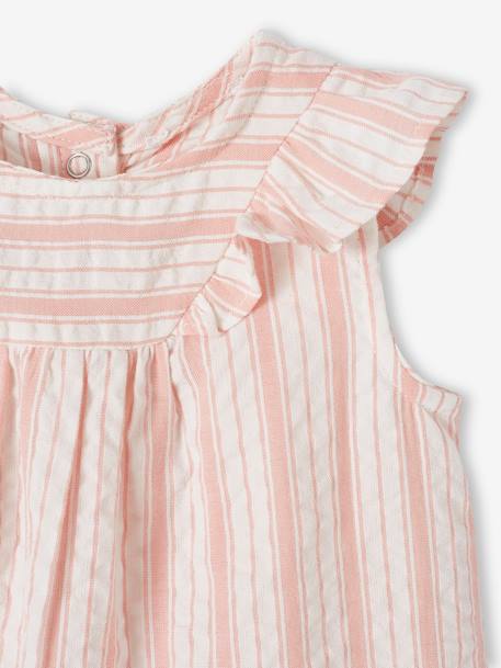 Striped Dress in Seersucker for Newborn Babies rose 