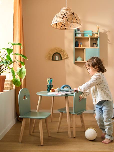 Wooden Chairs & Table Set, Rainbow sage green 