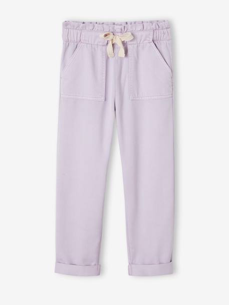 Fluid Paperbag-Style Trousers for Girls coral+lavender 