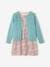 Dress + Jacket Outfit, for Girls BLUE MEDIUM SOLID+emerald green+mauve+WHITE LIGHT ALL OVER PRINTED 