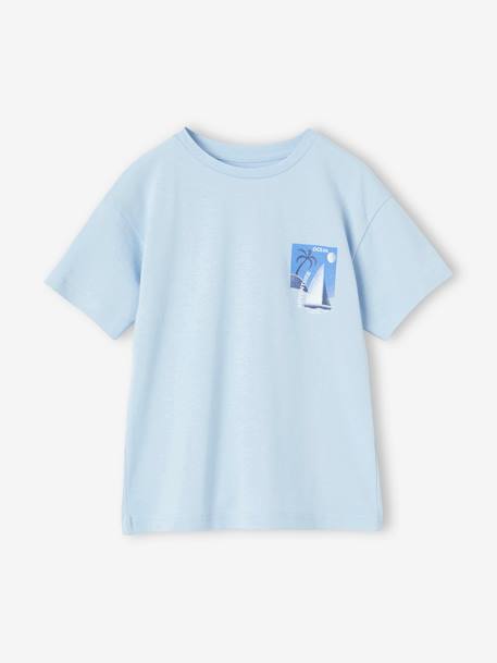 T-Shirt with Maxi Sailboat Motif on the Back for Boys sky blue 