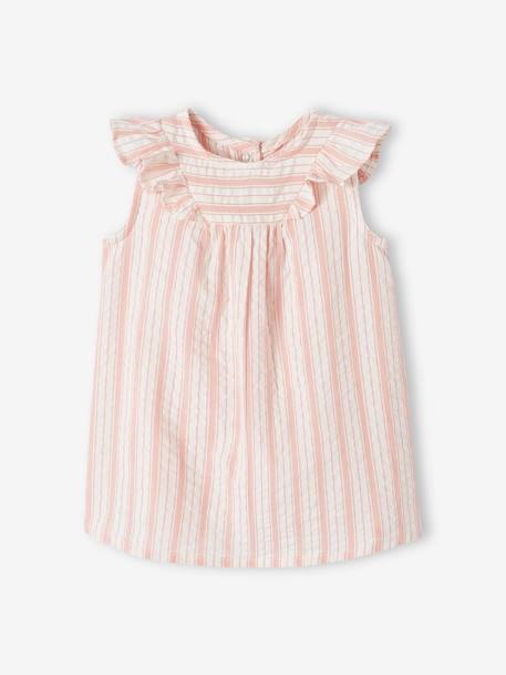 Striped Dress in Seersucker for Newborn Babies rose 